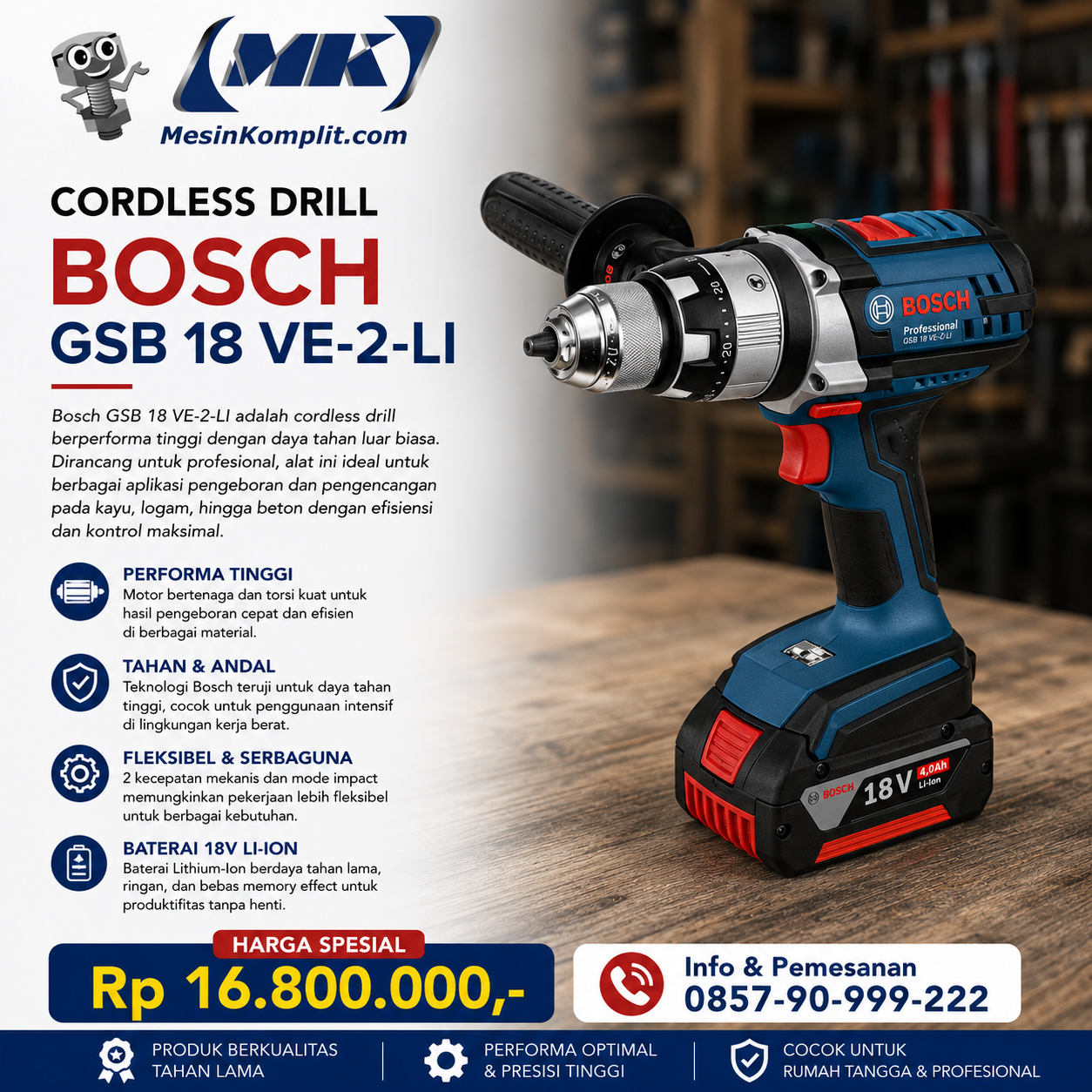 Bor Tembok Cordless Bosch...